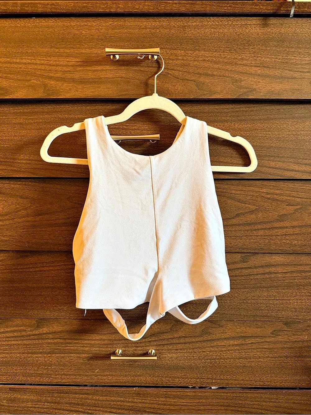Athleta Conscious Cut Out Crop White Athletic Tank Top